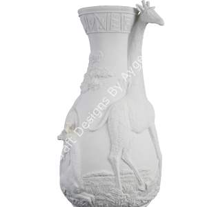 Boyanabilir Polyester Ham Objeler -ZÜRAFALI VAZO 43X19 CM