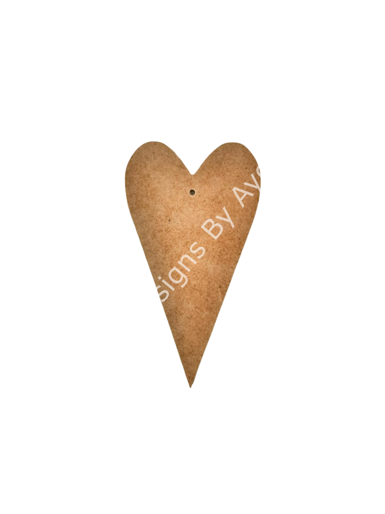 Boyanabilir Ahşap Ham Objeler -UZUN KALP 13 x 7 cm