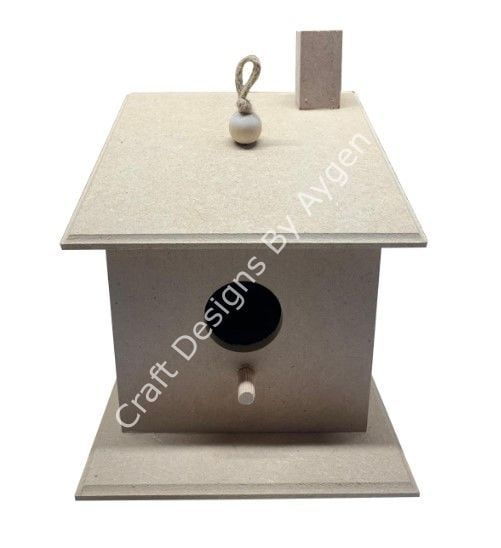 Boyanabilir Ahşap Ham Objeler - BONCUKLU KUŞ EVİ KÜÇÜK