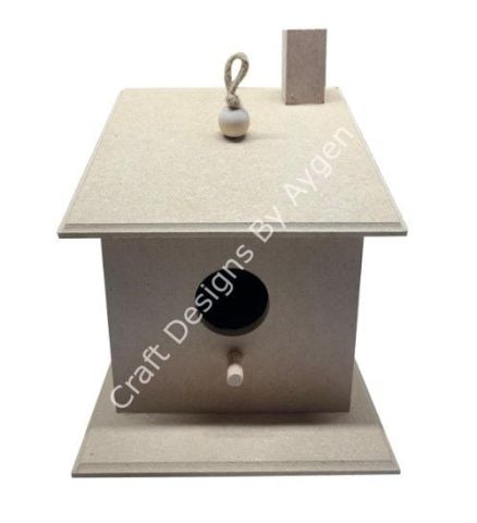 Boyanabilir Ahşap Ham Objeler - BONCUKLU KUŞ EVİ KÜÇÜK