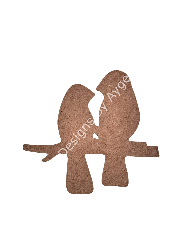 Boyanabilir Ahşap Ham Objeler -DALLI ÇİFT KUŞ