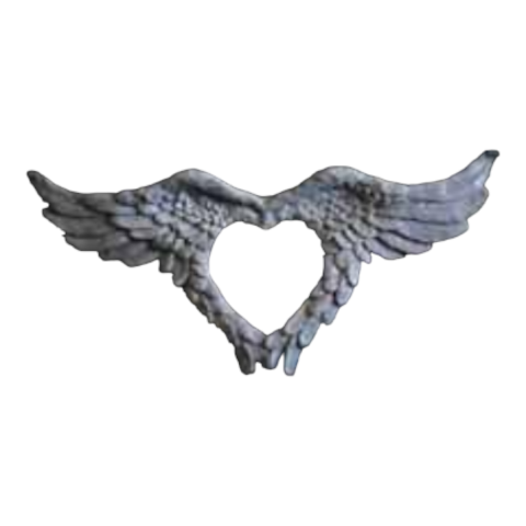 Boyanabilir Polyester Ham Objeler -KANATLI KALP ÇERÇEVE 38X16 CM