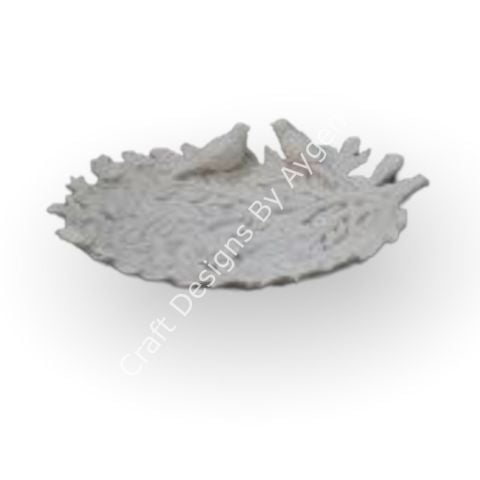 Boyanabilir Polyester Ham Objeler -DALLI KUŞLU TABAK 31X24 CM