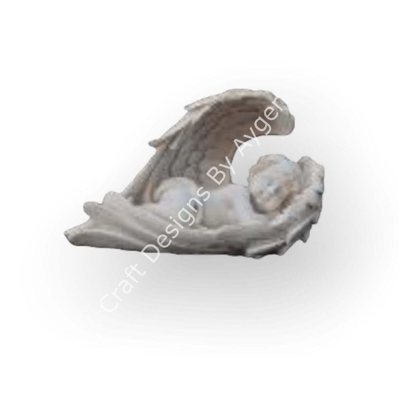 Boyanabilir Polyester Ham Objeler -KANATLI YATAN MELEK 14X9 CM