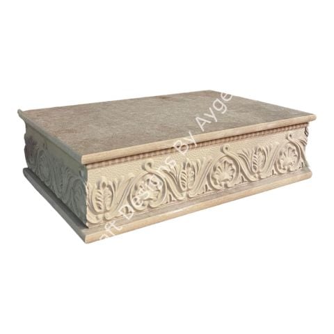 Boyanabilir Ahşap Ham Objeler -OYMALI KUTU 2  23x23x29 CM