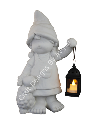 Boyanabilir Polyester Ham Objeler -FENERLİ CÜCE KIZ 44X28 CM