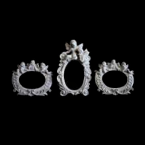 Boyanabilir Polyester Ham Objeler -MELEKLİ ÜÇLÜ ÇERÇEVE TAKIM (BÜYÜK 23X14 CM KÜÇÜK 16X15 CM)