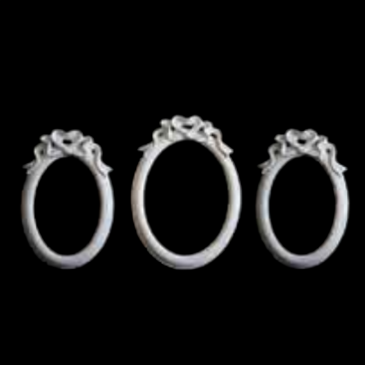 Boyanabilir Polyester Ham Objeler -OVAL ÜÇLÜ ÇERÇEVE TAKIM (BÜYÜK 21X15 CM KÜÇÜK 18,5X12,5 CM)