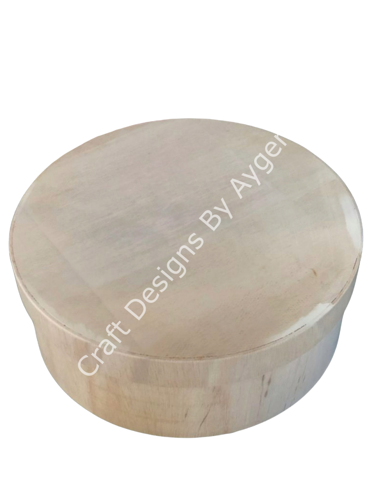 Boyanabilir Ahşap Ham Objeler -MASİF YUVARLAK BÜYÜK KUTU
