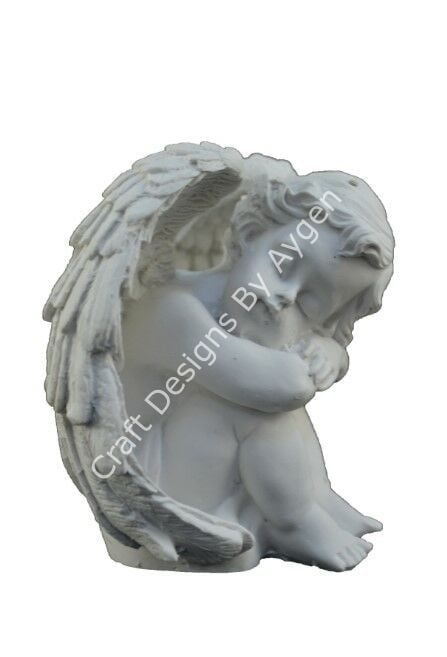 Boyanabilir Polyester Ham Objeler -OTURAN MELEK 12X13 CM