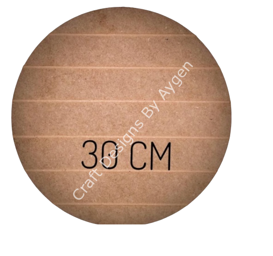 Boyanabilir Ahşap Ham Objeler -YUVARLAK ÇİZGİLİ PANO 30 cm