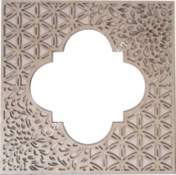 Boyanabilir Ahşap Ham Objeler -İŞLEMELİ AYNA 50x50