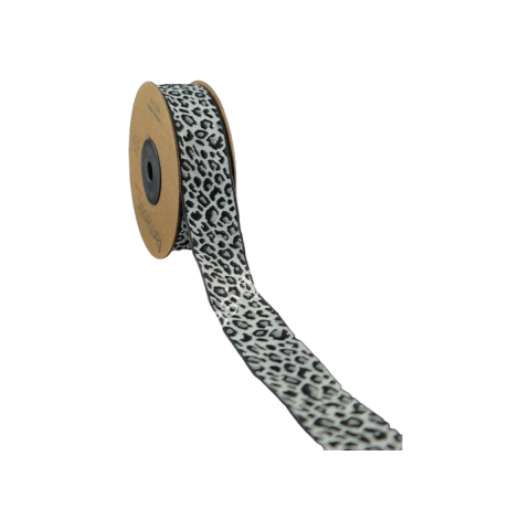 20 MM  DESENLİ DOKUMA KURDELE SİYAH GRİ - 1 METRE