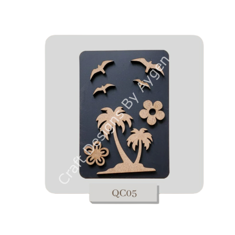 Boyanabilir Ahşap Ham Objeler -QUEEN CRAFT LAZER SET 05