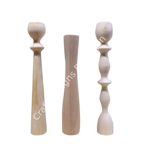 Boyanabilir Ahşap Ham Objeler - ŞAMDAN ÜÇLÜ TAKIM