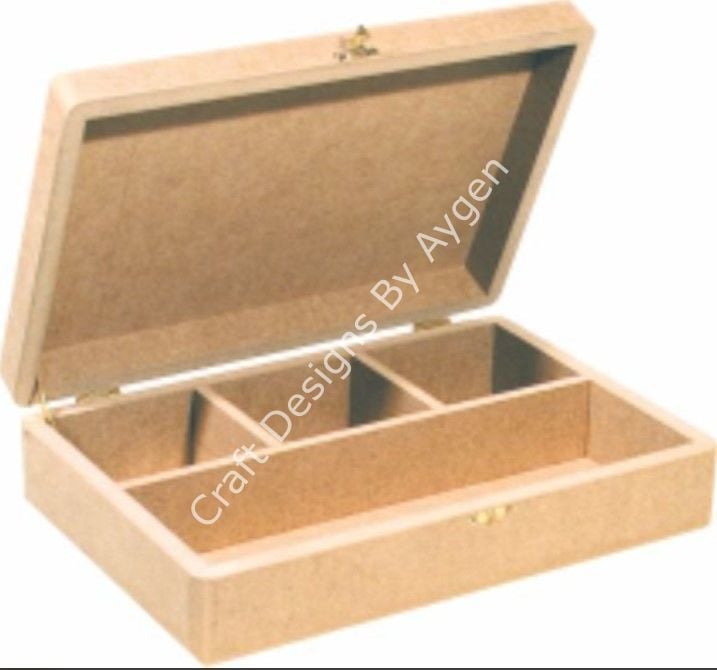 Boyanabilir Ahşap Ham Objeler - DÖRT BÖLMELİ KUTU