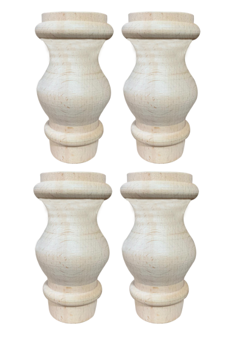 Boyanabilir Ahşap Ham Objeler - AĞAÇ AYAK 4'LÜ TAKIM