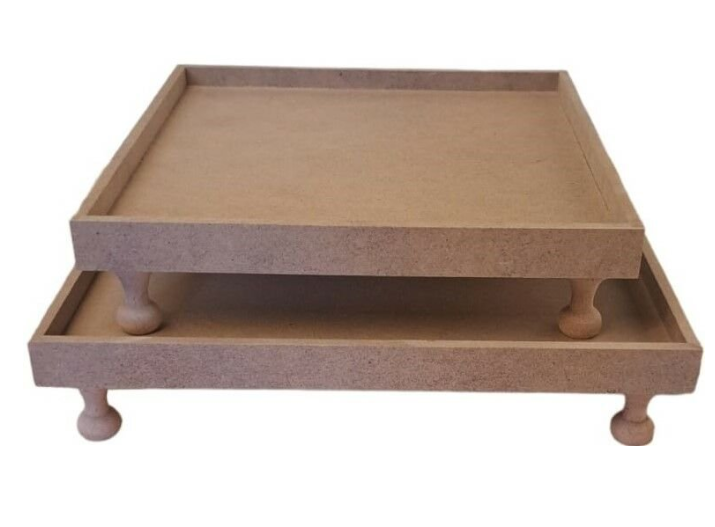 Boyanabilir Ahşap Ham Objeler - PROMOSYON KARE SUNUMLUK 2'Lİ