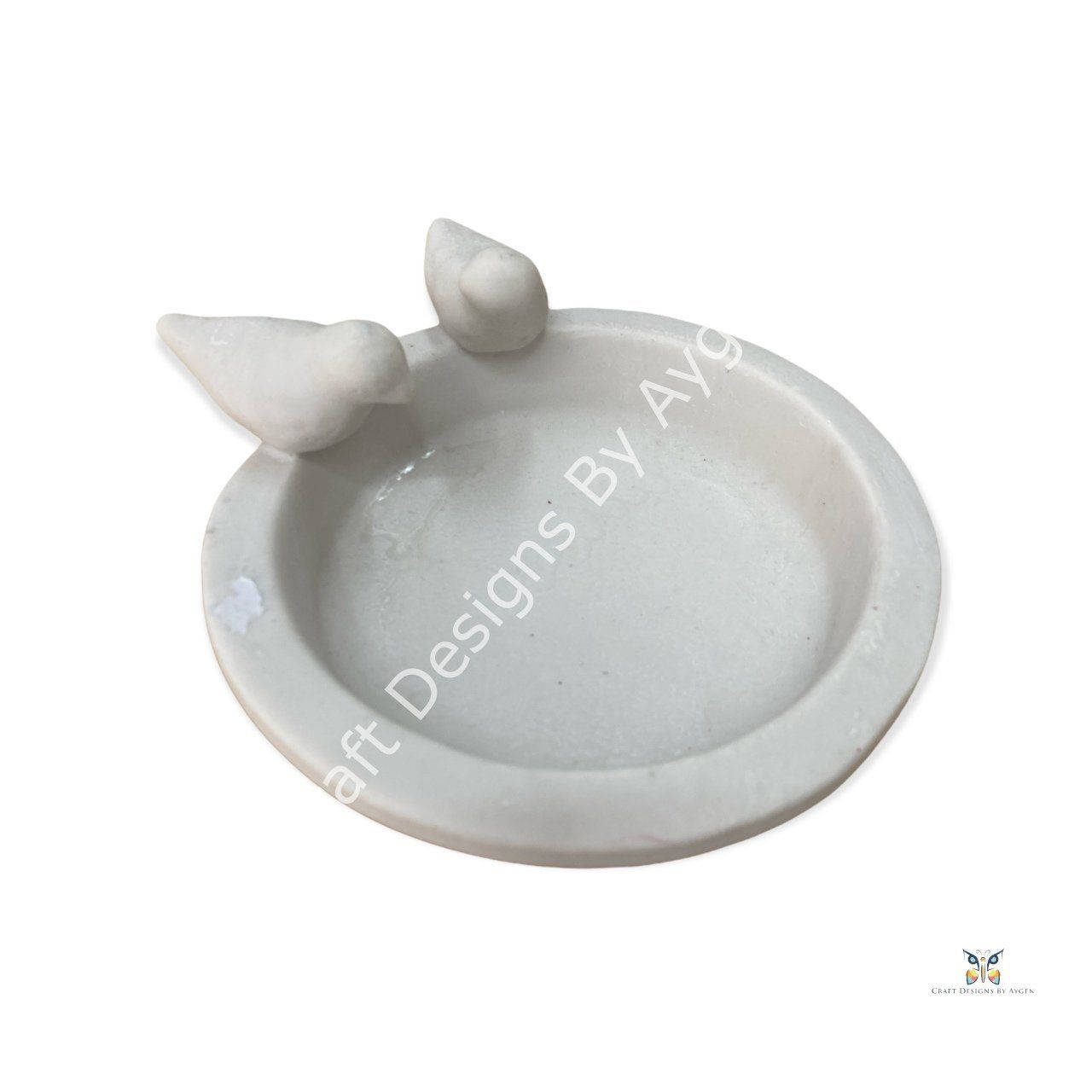 Boyanabilir Polyester Ham Objeler -SADE KUŞLU TABAK 22X8 CM