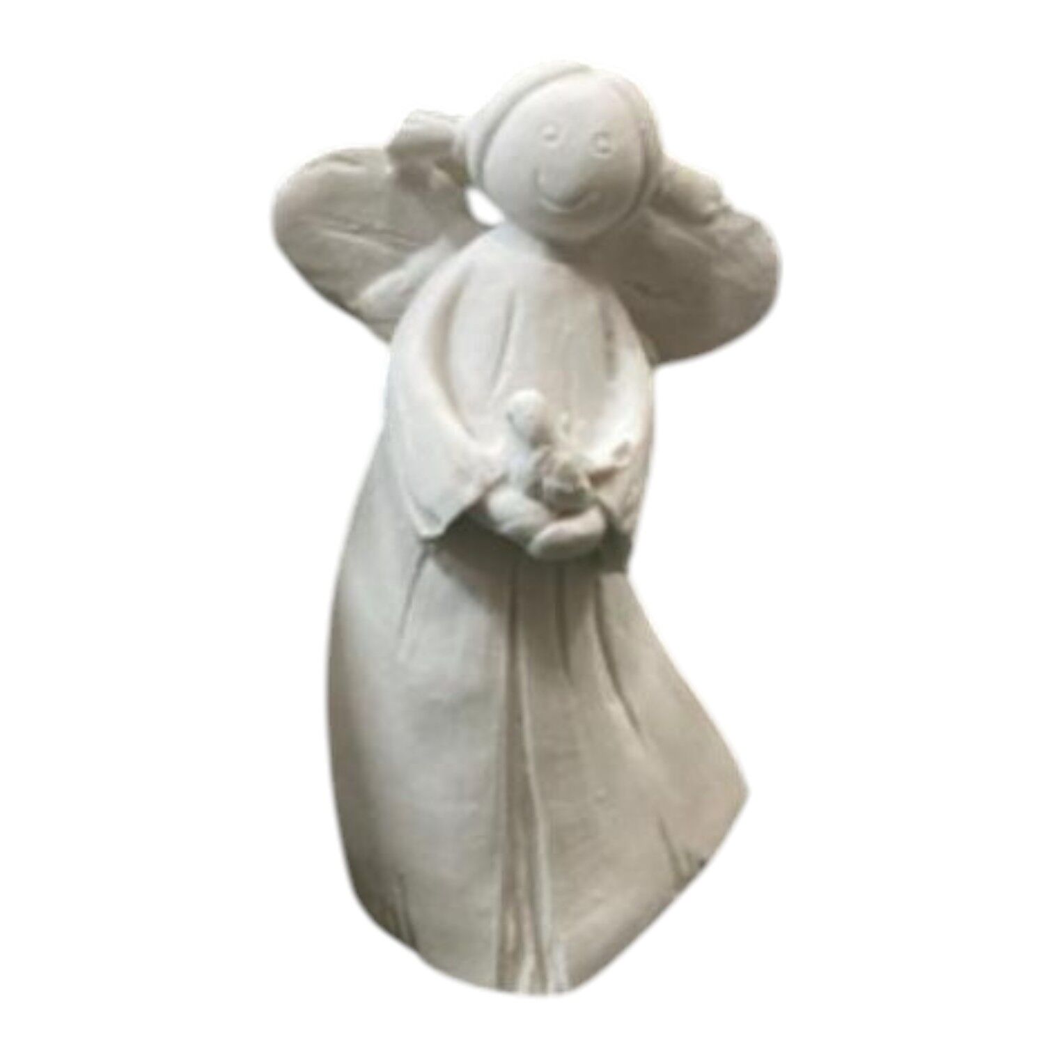 Boyanabilir Polyester Ham Objeler - KÜÇÜK MELEK KIZ KUŞLU 10x4 CM