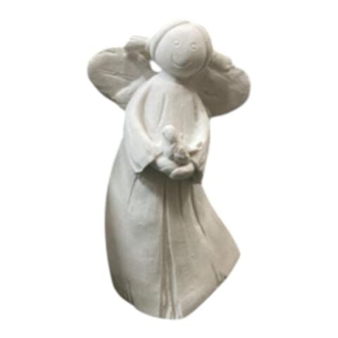 Boyanabilir Polyester Ham Objeler - KÜÇÜK MELEK KIZ KUŞLU 10x4 CM