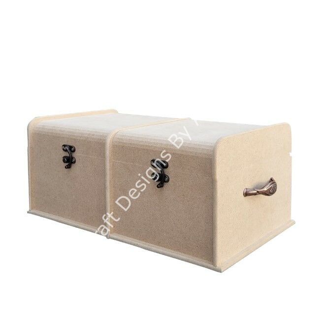 Boyanabilir Ahşap Ham Objeler - ÇİFT KAPAKLI BOMBELİ KUTU