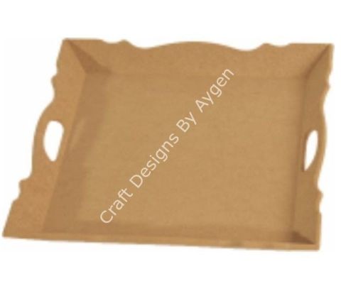 Boyanabilir Ahşap Ham Objeler - AÇILI KARE TEPSİ