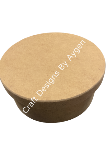 Boyanabilir Ahşap Ham Objeler -YUVARLAK KUTU BÜYÜK 24X24X11