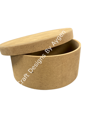 Boyanabilir Ahşap Ham Objeler -YUVARLAK KUTU BÜYÜK 24X24X11
