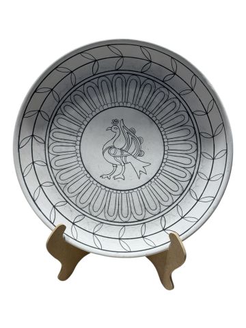 Çini Tahrirli Bisküvi - TAVUSKUŞU TABAK 30 CM