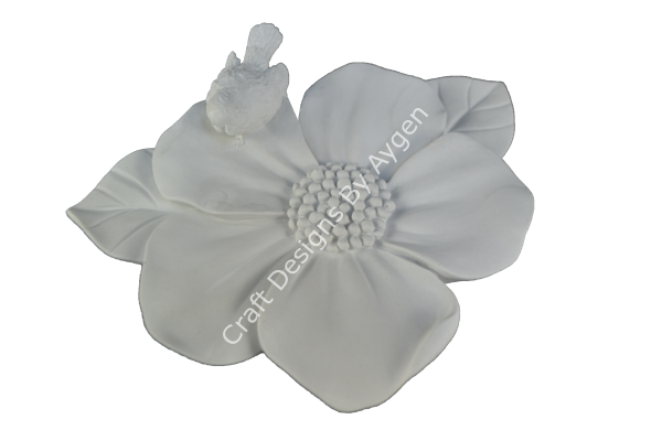 Boyanabilir Polyester Ham Objeler -KUŞLU YAPRAK 15X18 CM