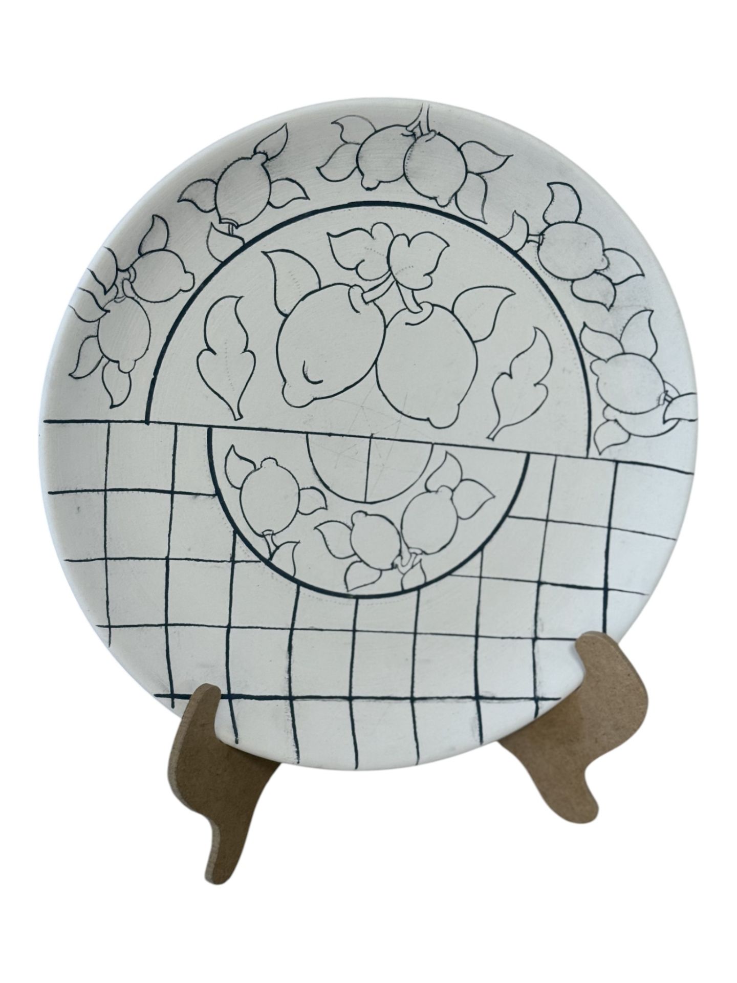 Çini Tahrirli Bisküvi - LİMONLU TABAK 25 CM