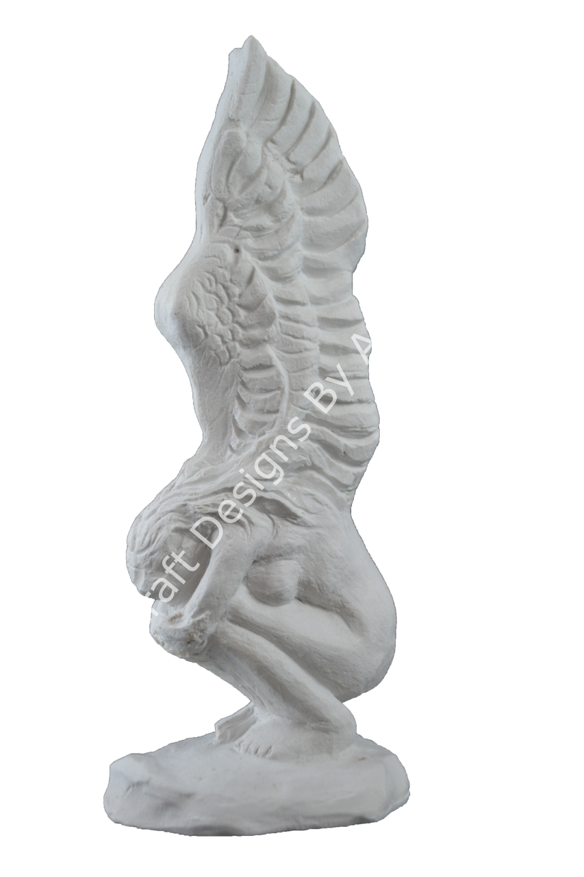 Boyanabilir Polyester Ham Objeler -OTURAN UZUN KANATLI MELEK KÜÇÜK 25X9 CM