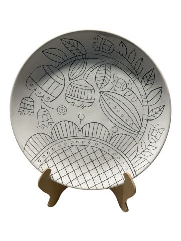 Çini Tahrirli Bisküvi - MODERN ÇİÇEK TABAK 30 CM