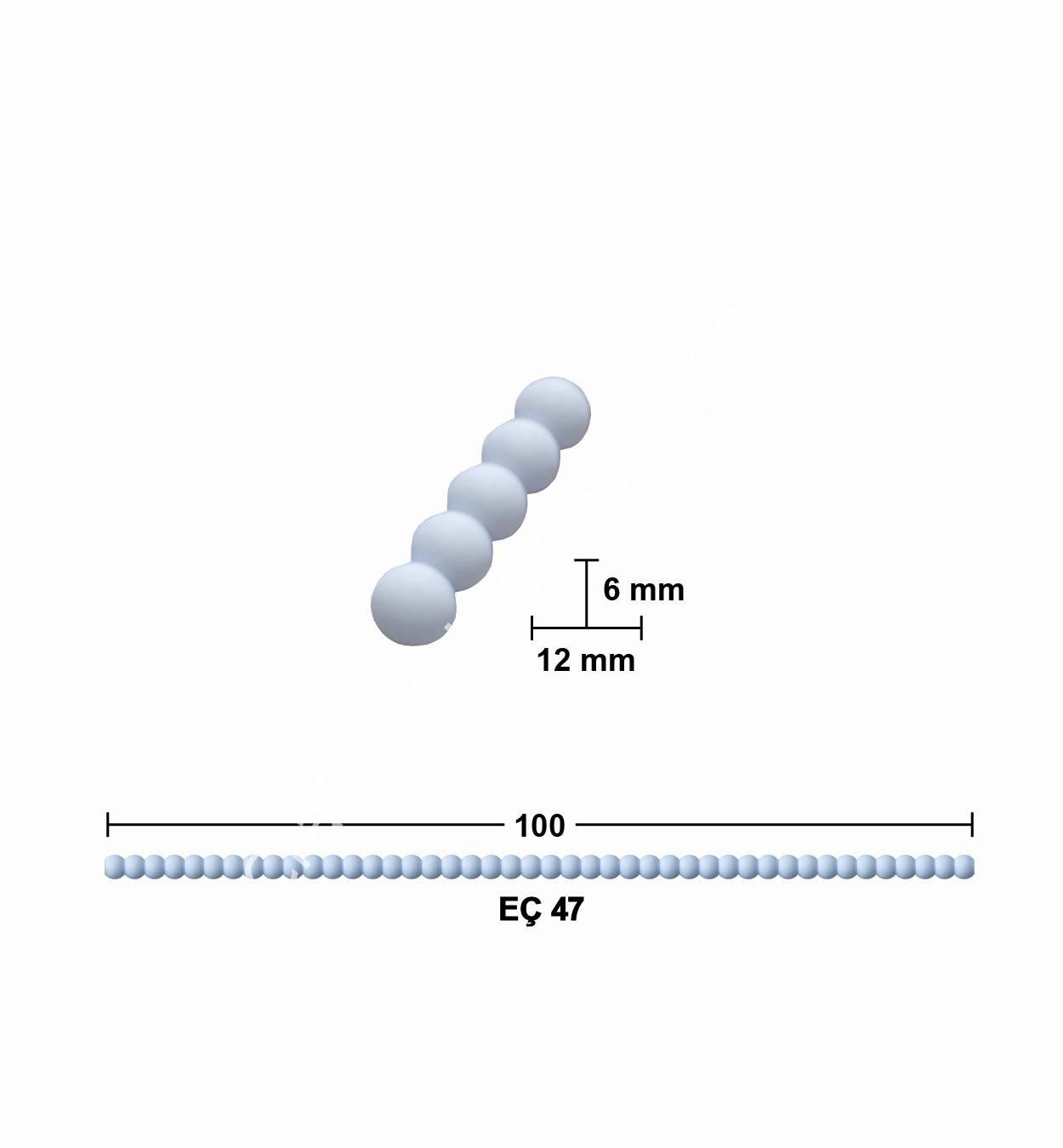Boyanabilir Çıta&Aplik Objeler -EÇ 47 12 mm 100 cm BONCUK ÇITA