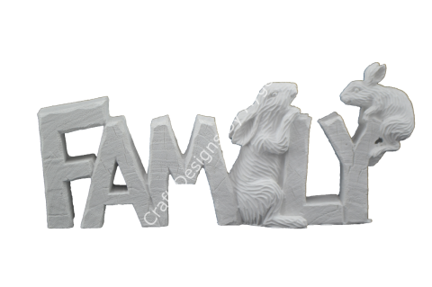 Boyanabilir Polyester Ham Objeler -TAVŞANLI FAMİLY YAZISI 27X14 CM