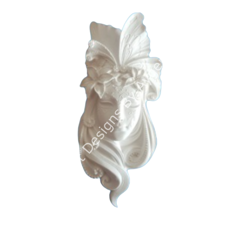 Boyanabilir Polyester Ham Objeler -ÇİÇEKLİ KIZ MASK  30X13