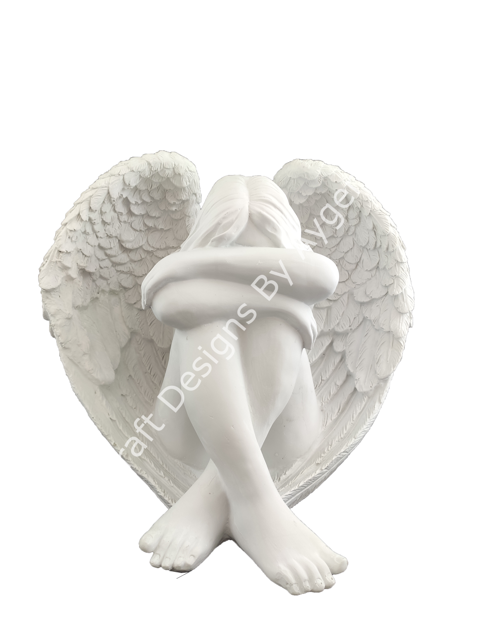 Boyanabilir Polyester Ham Objeler -OTURAN KANATLI KADIN MELEK 32X24 CM