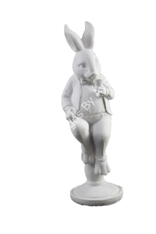 Boyanabilir Polyester Ham Objeler -OTURAN KADEHLİ TAVŞAN BİBLO 25X9 CM