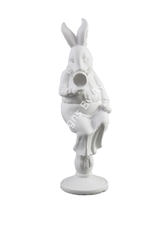 Boyanabilir Polyester Ham Objeler -OTURAN AYNALI TAVŞAN BİBLO 25X9 CM