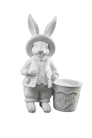 Boyanabilir Polyester Ham Objeler -SEPETN BAŞINDAKİ TAVŞAN BİBLO 29X20 CM