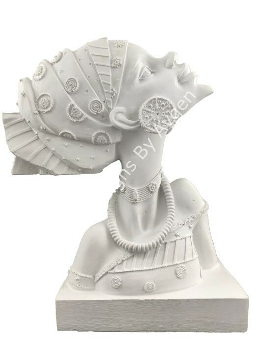 Boyanabilir Polyester Ham Objeler -SAĞA BAKAN AFRİKALI KADIN 28X24 CM