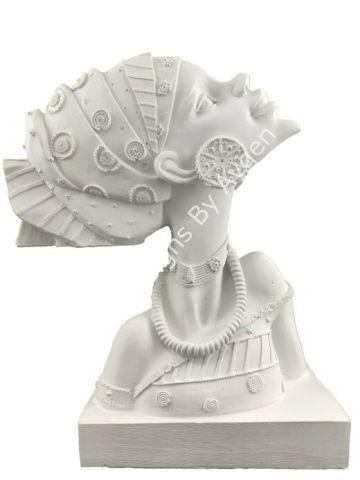 Boyanabilir Polyester Ham Objeler -SAĞA BAKAN AFRİKALI KADIN 28X24 CM