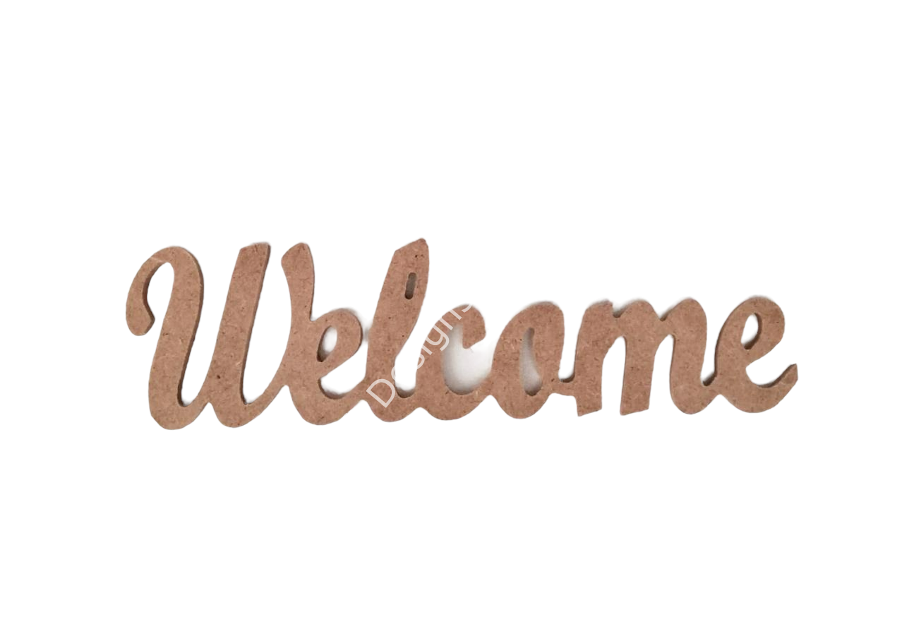 Boyanabilir Ahşap Ham Objeler -WELCOME YAZISI 6,5 x 24 cm