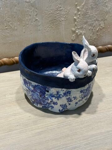 MAVi BEYAZ TAVŞANLI DEKORATİF SEPET | BLUE BLANC COLLECTION