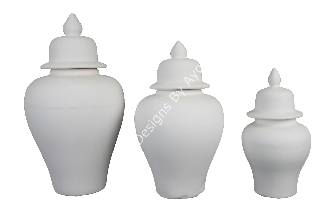 Boyanabilir Seramik Ham Objeler -ÜÇLÜ SERAMİK BÜYÜK ŞAH KÜP SET(36X20-30X16-25X12CM)