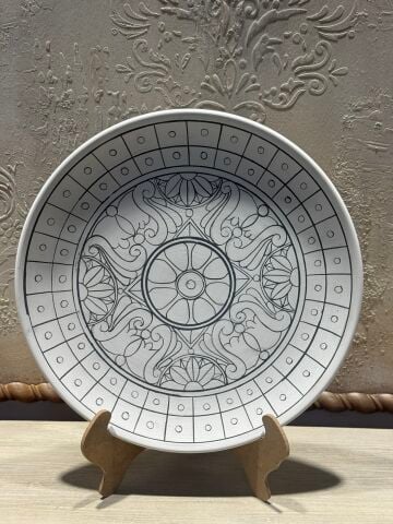Çini Tahrirli Bisküvi - MILANO DESENLİ 30 CM TABAK