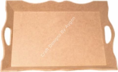 Boyanabilir Ahşap Ham Objeler - AÇILI TEPSİ KÜÇÜK