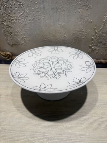 Çini Tahrirli Bisküvi - YILDIZ AYAKLI TABAK 25 CM
