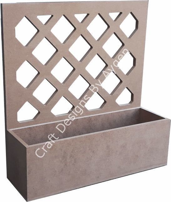 Boyanabilir Ahşap Ham Objeler -İŞLEMELİ ÇİÇEKLİK  36X38X12